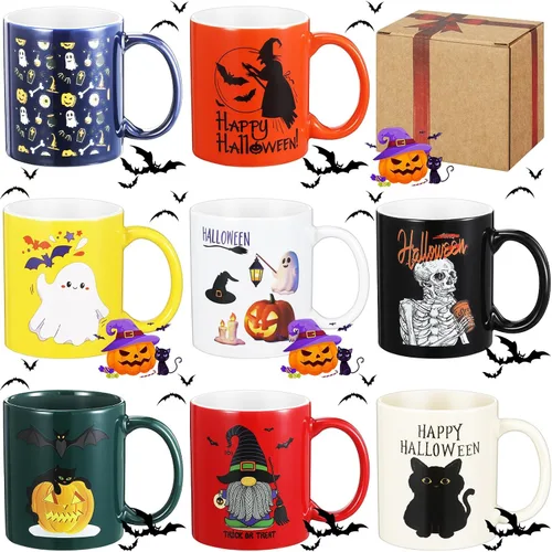 Vista 14 de Maxdot 8 tazas de café de cerámica para profesores, mango de 12 onzas
