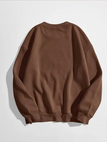 Vista 2 de MakeMeChic Sudadera casual de manga larga de gran tamaño con cuello redondo para mujer