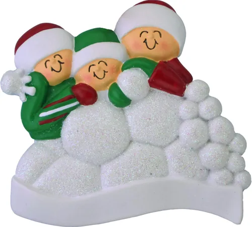 Vista 6 de Adorno familiar de Navidad personalizado para familia de 3, adorno de familia de tres nietos, adorno de bola de nieve personalizada, adornos