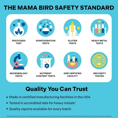 Vista 5 de Best Nest Wellness - Mama Bird Postnatal -Vitamina posnatal, una vez al día, hecha con alimentos enteros, mezcla orgánica, L-metilfolato
