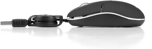 Vista 3 de NGS Sin - Ratón óptico con cable USB retráctil y rueda de desplazamiento, 1000 DPI - Negro