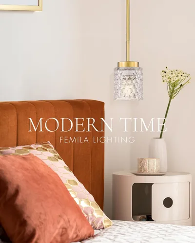 Vista 4 de FEMILA Lámpara Colgante Dorada, Accesorios de Iluminación Colgante de 4", Iluminación para Isla de Cocina, Vidrio Martilleado, Base E26, 4FY86MIL BG