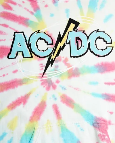 Vista 3 de ACDC Sudadera para mujer, sudadera con capucha vintage de teñido anudado, sudadera retro de concierto Hard Rock para mujer (S-XL)