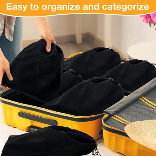 Vista 4 de Berlune 8 bolsas de zapatos deportivos para viajes, bolsas de zapatos de viaje para embalaje de 12 x 17 pulgadas, bolsas de polvo lavables
