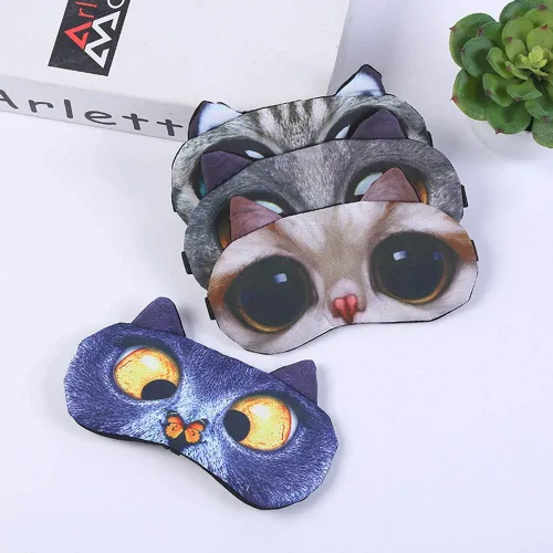 Vista 2 de Paquete de 8 mascarillas divertidas para dormir con diseño de animales lindos para dormir, gatos, perros, máscaras de felpa suave para dormir
