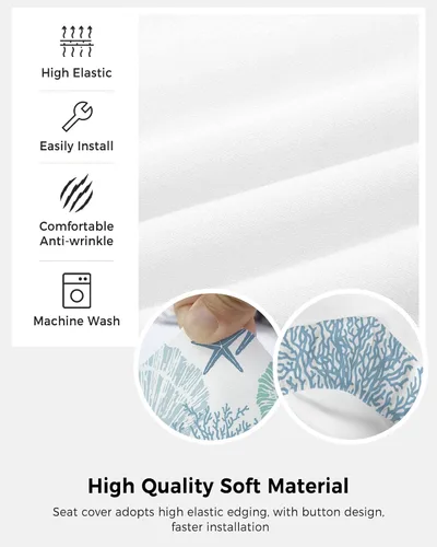 Vista 5 de LiDU Funda para silla de oficina costera, fundas elásticas para silla de computadora, diseño de estrella de mar náutica marina, fundas elásticas