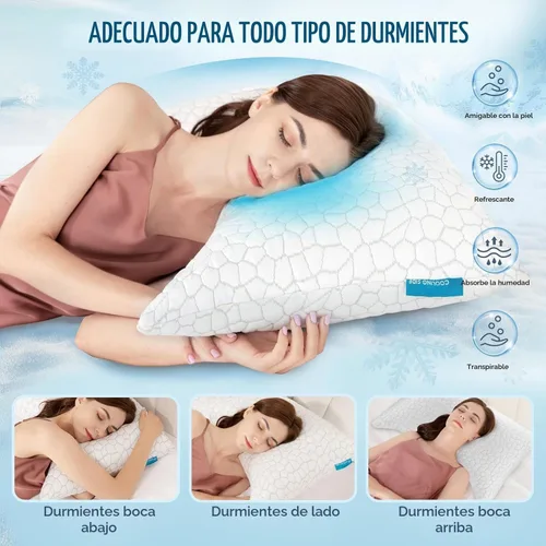 Vista 3 de Almohadas para dormir de lado para adultos, paquete de 2, almohada cervical para dormir de lado, almohada refrescante con diseño ergonómico Blanco