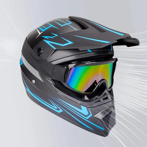 Vista 2 de Yesmotor - Casco de motocross para jóvenes, casco de motocicleta BMX, MX, cuatrimoto todoterreno, motocross, bicicleta de montaña, aprobado por