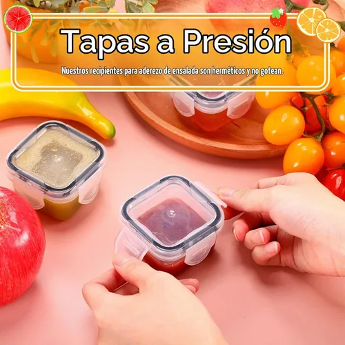 Vista 6 de Mimorou 20 recipientes de aderezo para ensaladas, recipientes pequeños de plástico reutilizables de 2 onzas con tapa, almacenamiento de alimentos a