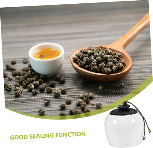 Vista 3 de BESTonZON Jarra de té de oficina para dulces, tarro de té de cerámica, recipiente sellado para alimentos, contenedor de café, contenedor