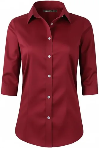 Vista 7 de Beninos Camisa de manga 3/4 para mujer, ropa de trabajo formal, color blanco