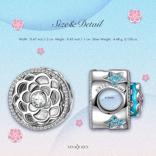 Vista 2 de NINAQUEEN Happy Birthday - Dijes de plata de ley 925 para regalo de Navidad circonita cúbica 5A y esmalte aplicado a mano caja de joyería incluida
