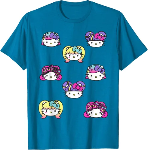 Vista 9 de hello kitty Kawaii Multi peinado Tee, Azul (Heather blue)