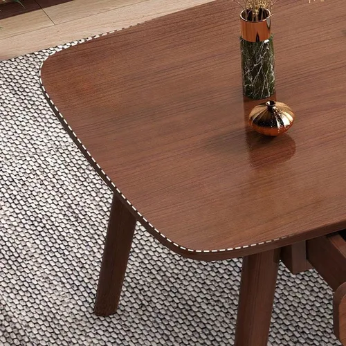 Vista 4 de Mesa auxiliar, contemporánea de madera maciza con 4 patas, mesa auxiliar rectangular con almacenamiento para sala de estar, fácil montaje, natural