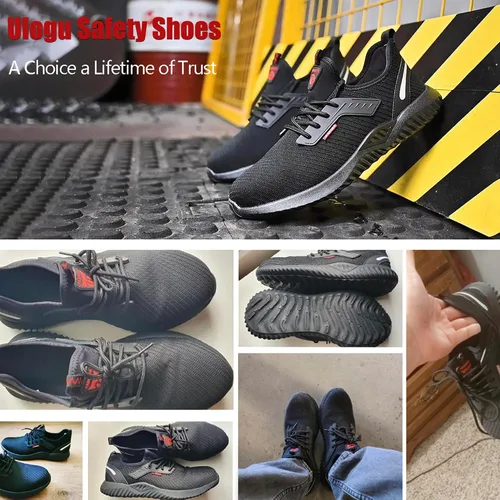 Vista 8 de Zapatos de punta de acero impermeables para hombres y mujeres, zapatos de trabajo ligeros, zapatillas de seguridad cómodas a prueba de pinchazos