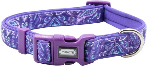 Vista 6 de Collar ajustable para perro, collares de nailon duraderos para perros y cachorros grandes, estampado de flamenco, lindo y suave