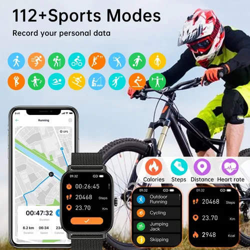 Vista 4 de Reloj inteligente para hombres y mujeres Fitness: resistente al agua, responder llamada, relojes digitales para hombre, podómetro, reloj inteligente