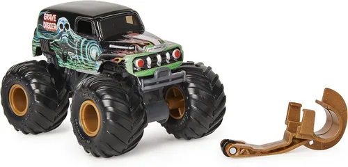 Vista 3 de Monster Jam 2021 Spin Master 1:64 Camión monstruo fundido a troquel con barra de ruedas: excavador de tumbas retro Rebels