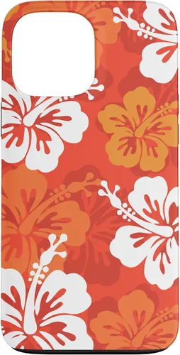 Vista 24 de Carcasa para iPhone 17 con diseño de flores hawaianas tropicales de hibisco naranja Y2K
