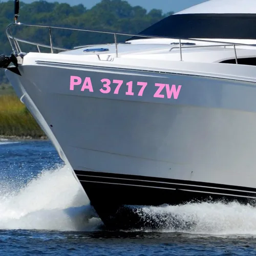 Vista 7 de VWAQ Juego de 2 calcomanías personalizadas para barco, números y letras de registro - CVD6 (verde lima)