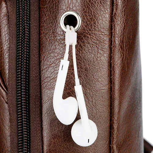 Vista 6 de ULemeili - Mochila bandolera de cuero con puerto de carga USB, para hombres y mujeres, bolsa cruzada de hombro para ciclismo, senderismo, ciclismo