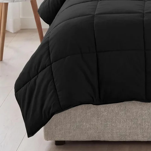 Vista 8 de Superior Edredón de microfibra cepillada sólida, ropa de cama alternativa al plumón, reversible, peso medio, esponjoso, decorativo, funda para Negro