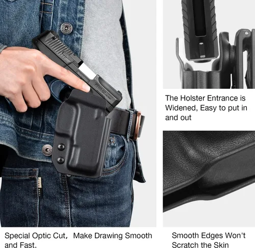Vista 3 de OWB Funda Kydex Compatible con Springfield Hellcat, Glock 43, M&P 9MM/.40 M2.0 y Shield con Láser, S&W SD9 VE/SD40 VE, Taurus G2C/G3C/PT111/PT140