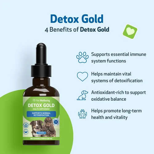 Vista 4 de Pet Wellbeing Detox Gold para perros - Suave apoyo de desintoxicación y eliminación, cuidado del sistema inmunológico, ortiga, cardo bendito, raíz