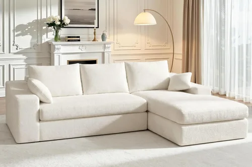 Vista 33 de HABUTWAY Sofá modular modular de 101 pulgadas con asiento profundo, moderno sofá convertible en forma de L, sofá tapizado con diván para sala