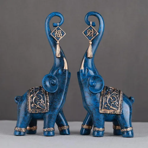 Vista 7 de DOVDOV Estatua de elefante, elefante azul, decoración del hogar, estatua de elefante de buena suerte, decoración para el hogar, regalo de elefante