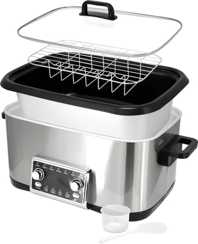 Vista 3 de Olla múltiple de lujo 12 en 1 de 8 cuartos con función Sous Vide, olla a presión eléctrica programable con olla antiadherente, tapa de vidrio