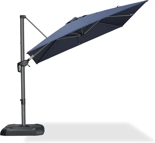 Vista 91 de PURPLE LEAF Sombrilla de patio de 8 pies para exteriores, sombrilla voladiza cuadrada de aluminio con rotación de 360 grados para jardín, terraza