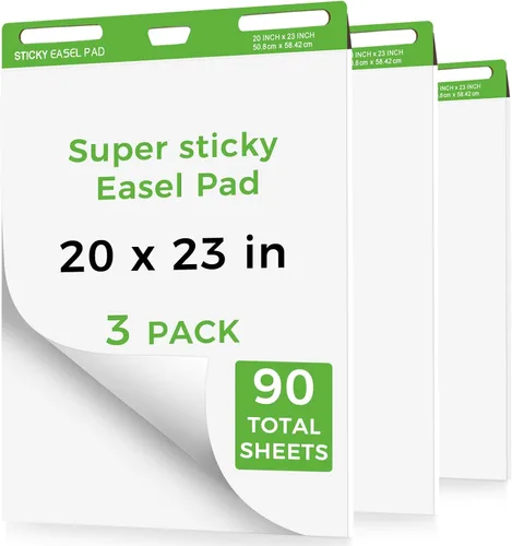 Vista 8 de Almohadillas adhesivas de caballete de 20 x 23 pulgadas, paquete de 3 hojas de papel de anclaje para profesores, papel autoadhesivo con parte