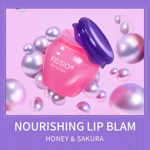 Vista 8 de KISSIO Máscara labial, juego de máscara de labios de miel y cereza, reparación de labios día y noche, extracto de plantas, hidrata durante la noche