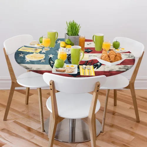 Vista 7 de Pardick Ship Tools - Mantel redondo ajustable con borde elástico de 36 a 42 pulgadas, mantel circular, impermeable, lavable, redondo y elástico