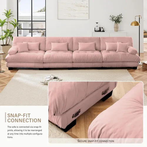 Vista 145 de Sofá Seccional Modular Extragrande de 93.7 pulgadas, Sofá de Dos Plazas Cloud Couch con Almohadas y Cojín Extra Grueso para Sala de Estar, Cine