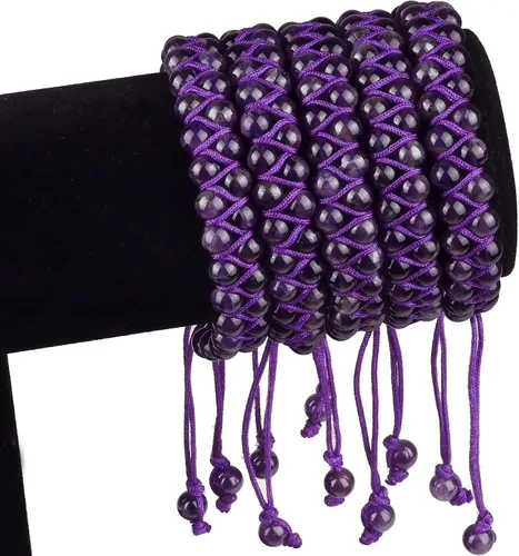 Vista 3 de MASSIVE BEADS - Pulsera de doble capa con cuentas de chakras naturales, cristales de poder curativo, macramé, cuentas de piedra para yoga, gemas