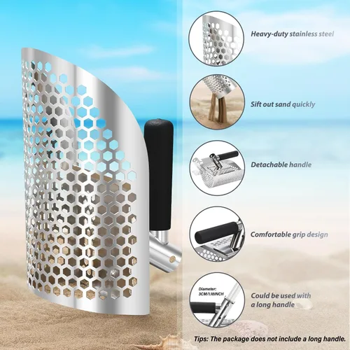 Vista 7 de GADFISH Pala de Arena para Detección de Metales, Pala de Arena para Detectores de Metales de Playa de Servicio Pesado, Herramienta de Detección