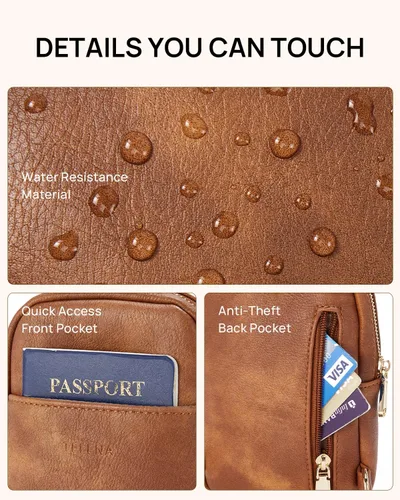Vista 4 de Bolsos cruzados de Telena para mujer, bolso de piel para mujer, bolso cruzado de bandolera para mujer, bolso de viaje