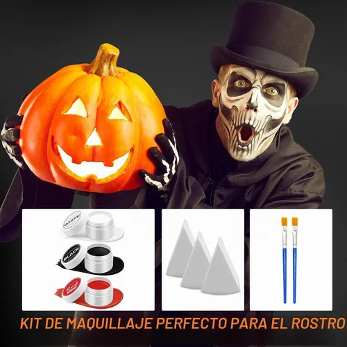 Vista 12 de Kit de maquillaje de payaso de Halloween, pintura corporal facial