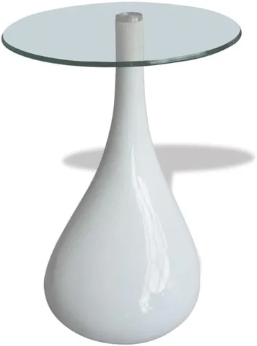 Vista 3 de Mesa de centro de 3 niveles, color blanco brillante, mesa central, mesa auxiliar, mesa para sala de estar, muebles de sala para el hogar, sala
