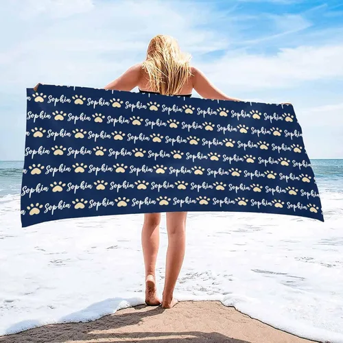 Vista 9 de InterestPrint Toalla de playa personalizada para mujeres y hombres, hojas tropicales, naranja, toallas de playa personalizadas con nombres, manta