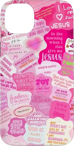 Vista 15 de Funda estética para iPhone 16 con versículos bíblicos cristianos con citas positivas