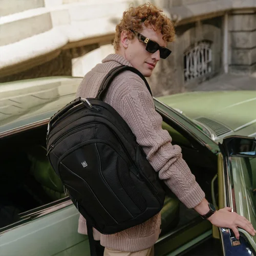 Vista 3 de LEVEL8 Mochila para laptop, mochila de trabajo para hombres y mujeres, bolsa de computadora de viaje para negocios, compatible con laptop y portátil