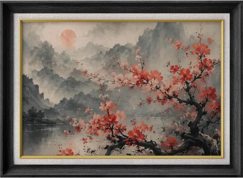 Vista 108 de MUDECOR Lienzo enmarcado prémium para pared, pinos nevados en bosque de invierno, ilustraciones modernas, arte contemporáneo, escénico, divertido