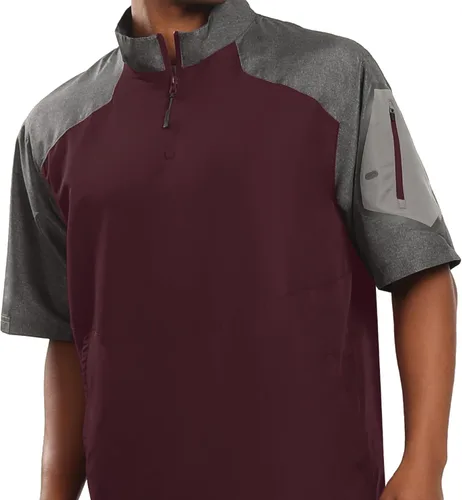 Vista 13 de Holloway Raider Chaqueta Pullover Cage - Ropa Atlética Resistente a la Intemperie con Cremallera de un Cuarto y Bolsillo en la Manga Negro