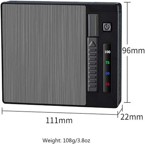 Vista 9 de Ambrogio.L 20 cigarrillos regulares caso/caja con encendedor de arco a prueba de viento con pantalla de alimentación USB recargable, sin llama, a