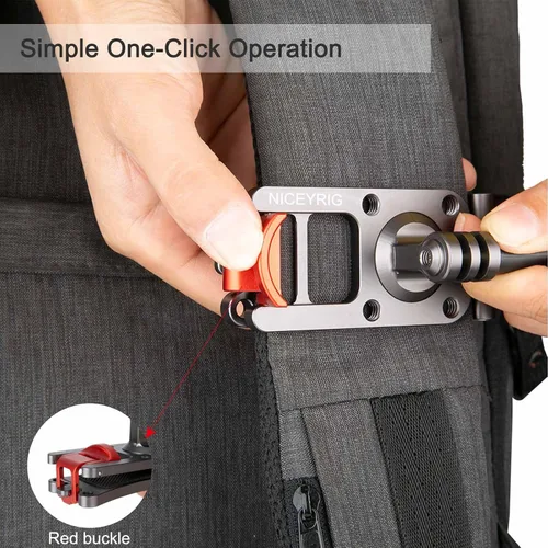 Vista 4 de NICEYRIG Correa de mochila de aluminio para GoPro Hero 11/10/9/8/7, DJI OSMO Action 3 [Versión mejorada] con abrazadera de rango amplio de 3mm