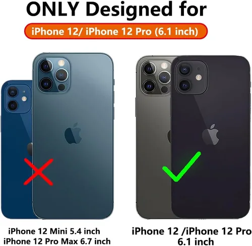 Vista 2 de Funda para iPhone 12, con protector de pantalla y funda para cámara, [grado militar] de 16 pies. Funda a prueba de caídas con soporte magnético