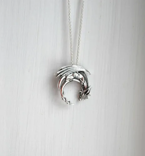 Vista 3 de Caiyao Collares de dragón de hielo y fuego vintage Targaryen dragón colgante collares para mujeres y niñas joyería